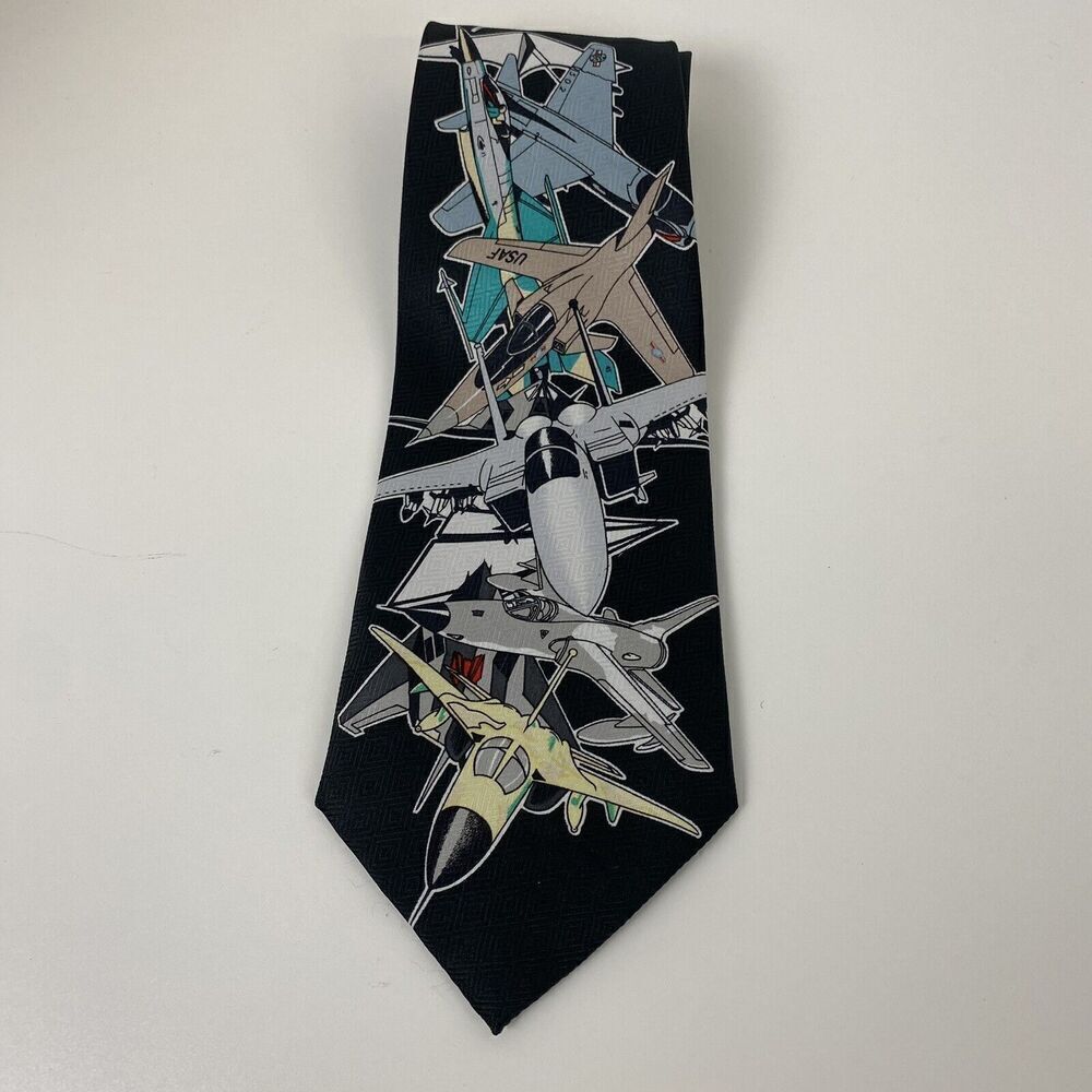 Air Force Fighter aircrafts vintage 1997 Mens necktie designed by A. Rogers